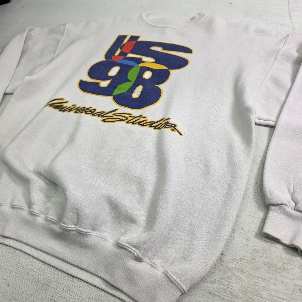 Vintage‎ 90s Rare Design White Universal Studios Sweatshirt Pullover Adult Sz L - Picture 3 of 13
